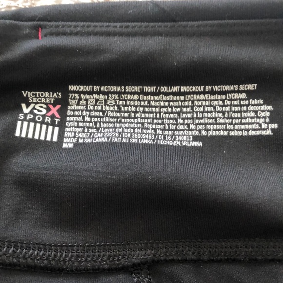 VICTORIAS SECRET SPORT- VSX -BLACK KNOCKOUT TIGHTS - Picture 2 of 2